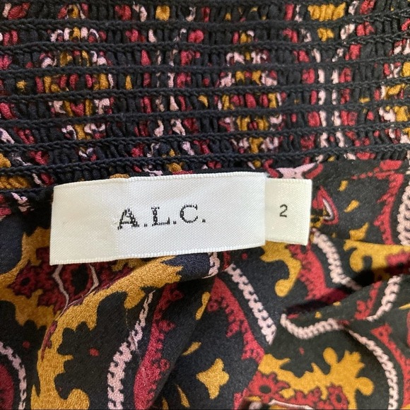 ALC Aubrey Print 100% Silk Mock Neck Top, Size 2 - Picture 12 of 13